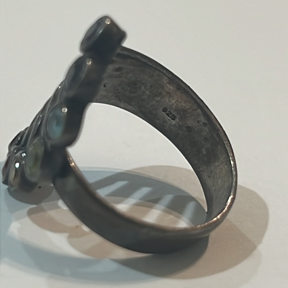 925 Sterling Silver Multiple Stone Expandable Ring View 4